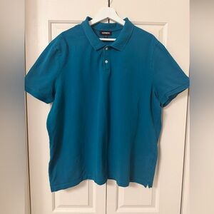 Express Men’s Teal Polo Shirt XXL (Fits Like XL) Modern Casual